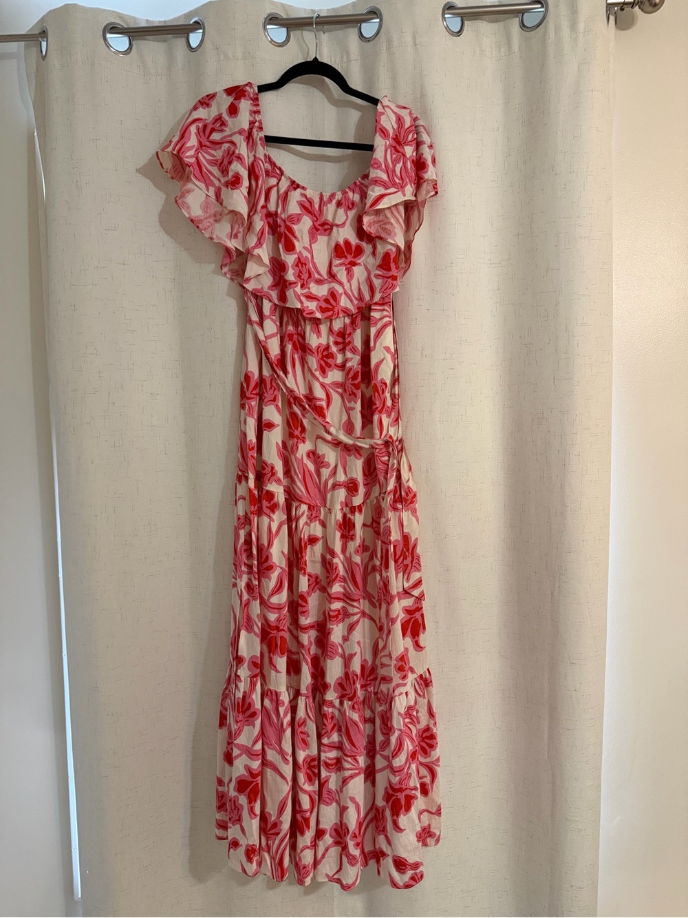 Pink Lily Floral off the shoulder Maxi Dress